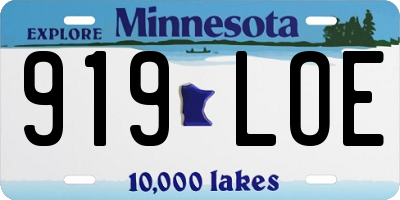 MN license plate 919LOE