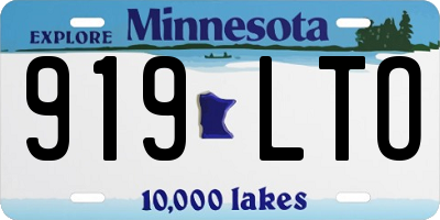 MN license plate 919LTO