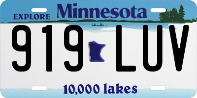 MN license plate 919LUV