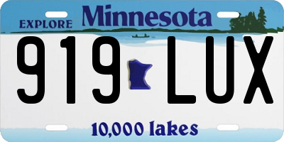 MN license plate 919LUX