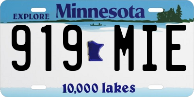 MN license plate 919MIE