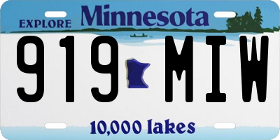 MN license plate 919MIW