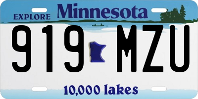 MN license plate 919MZU