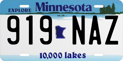 MN license plate 919NAZ