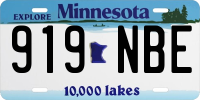 MN license plate 919NBE