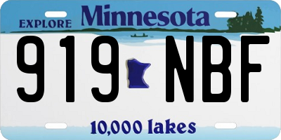 MN license plate 919NBF