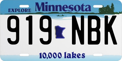 MN license plate 919NBK