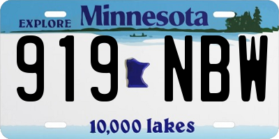 MN license plate 919NBW
