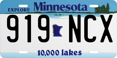 MN license plate 919NCX