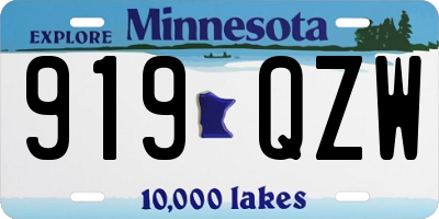 MN license plate 919QZW