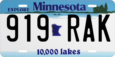 MN license plate 919RAK