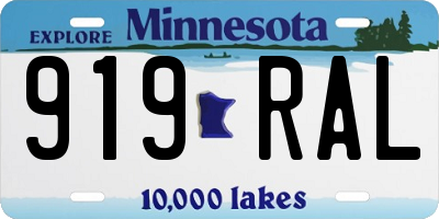 MN license plate 919RAL