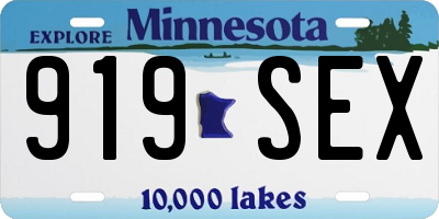 MN license plate 919SEX
