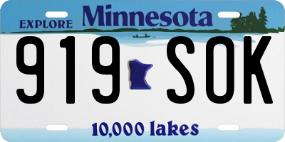 MN license plate 919SOK