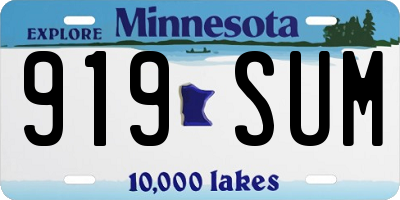 MN license plate 919SUM