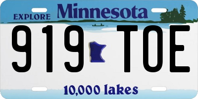 MN license plate 919TOE