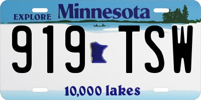 MN license plate 919TSW