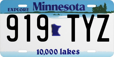 MN license plate 919TYZ
