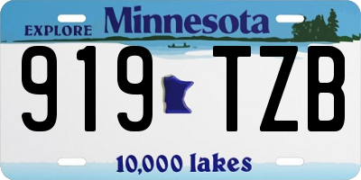 MN license plate 919TZB