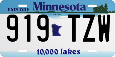 MN license plate 919TZW