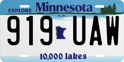 MN license plate 919UAW