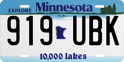MN license plate 919UBK