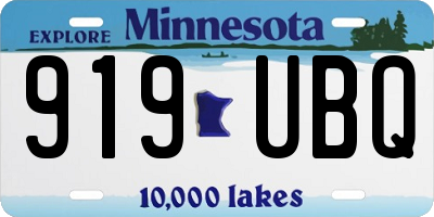 MN license plate 919UBQ