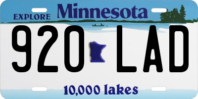 MN license plate 920LAD