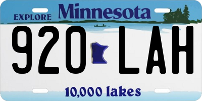 MN license plate 920LAH