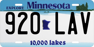 MN license plate 920LAV