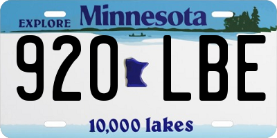 MN license plate 920LBE