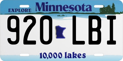 MN license plate 920LBI