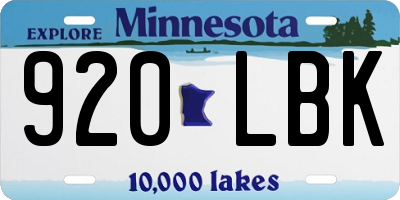 MN license plate 920LBK
