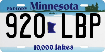 MN license plate 920LBP