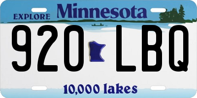 MN license plate 920LBQ