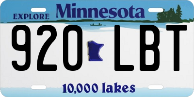 MN license plate 920LBT