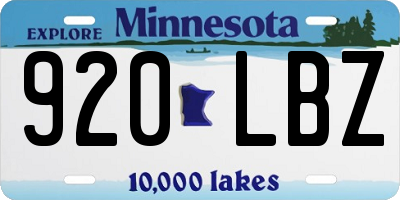 MN license plate 920LBZ