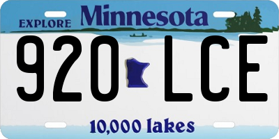 MN license plate 920LCE