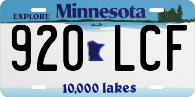 MN license plate 920LCF