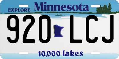 MN license plate 920LCJ