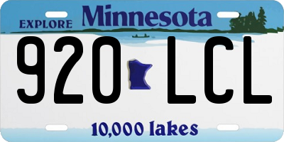 MN license plate 920LCL