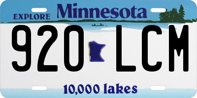 MN license plate 920LCM