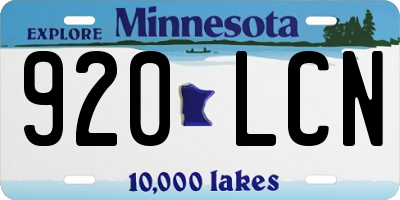 MN license plate 920LCN