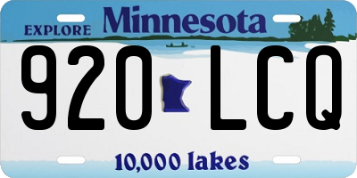 MN license plate 920LCQ