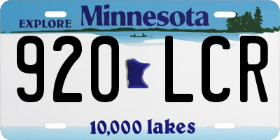MN license plate 920LCR