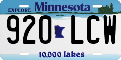 MN license plate 920LCW