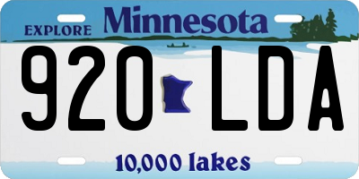 MN license plate 920LDA