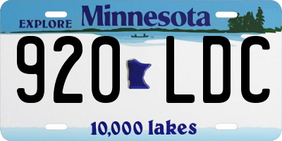 MN license plate 920LDC