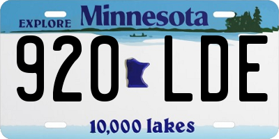 MN license plate 920LDE