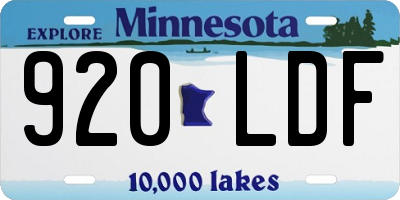MN license plate 920LDF